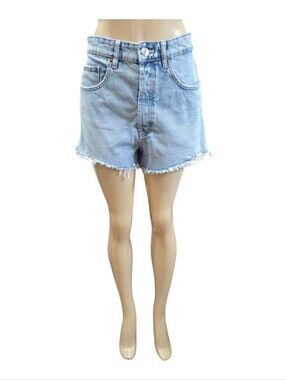 Zara High-Waisted Light Wash Denim Cutoff Shorts Size 8